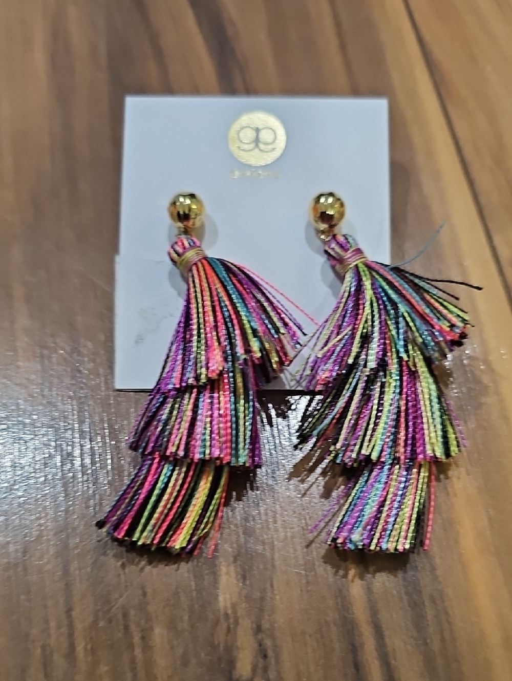 Gorjana Colorful Tassel Gold-Tone Amber Stud Earrings New